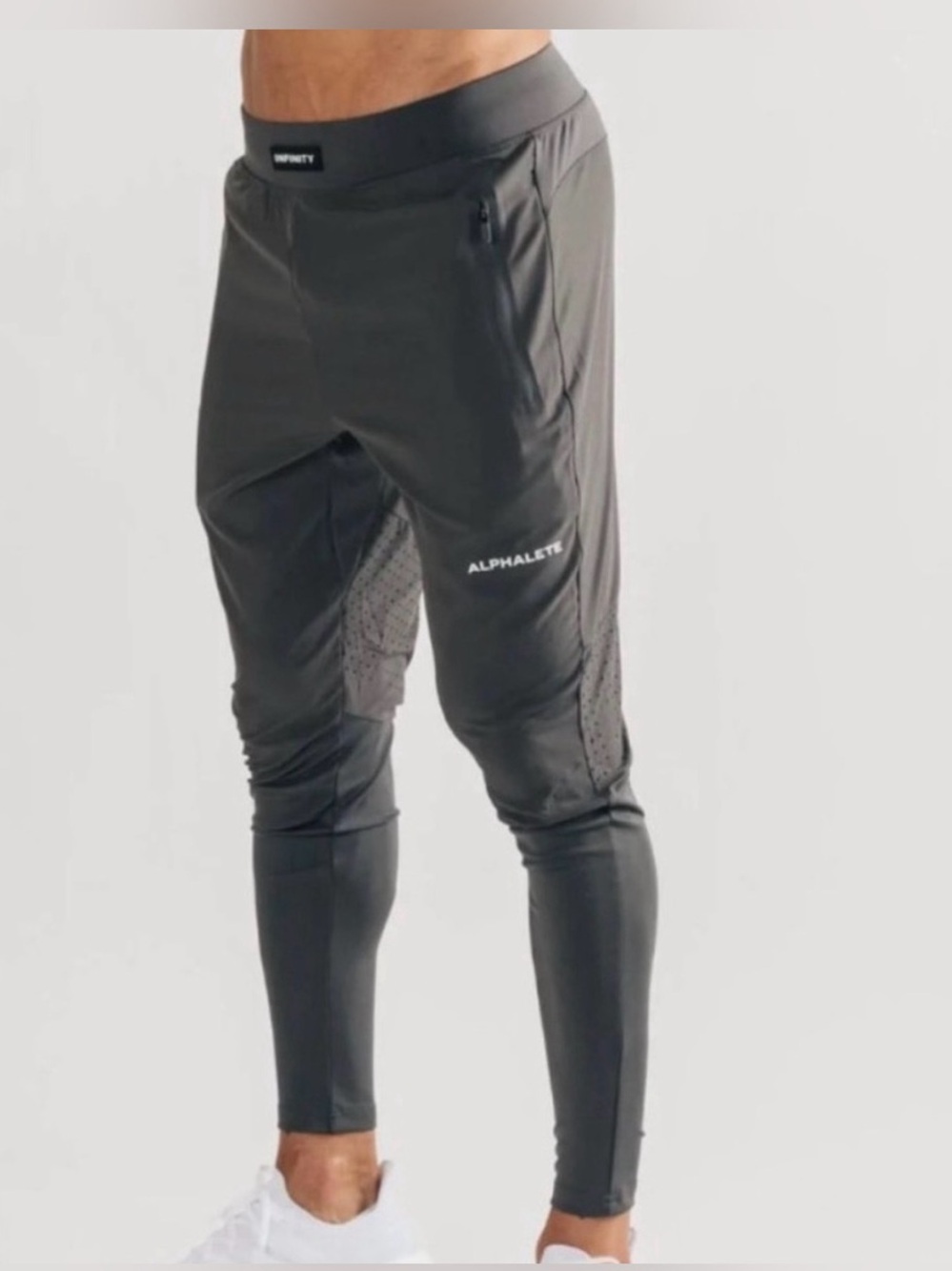 Alphalete Infinity Tech Joggers Pants Gray Zip Pockets